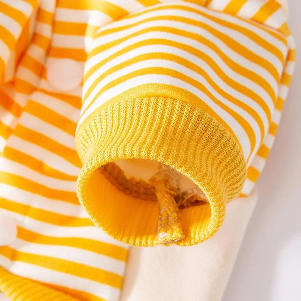 Dog Hoodies Striped Print Puppy Sweatshirt Pet Coat With D-Ring 2-Legged Cat Jacket Puppy Pullover Overalls Dog Clothes Winter