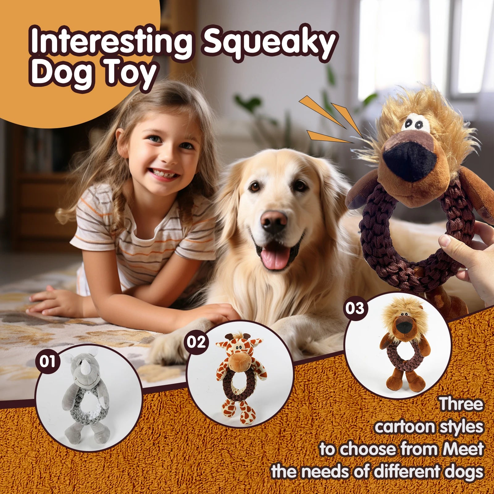 Hand-woven pet dog toys, bite resistant, vocal, teeth cleaning, suitable for large dogs，Outdoor training and stress relief tools
