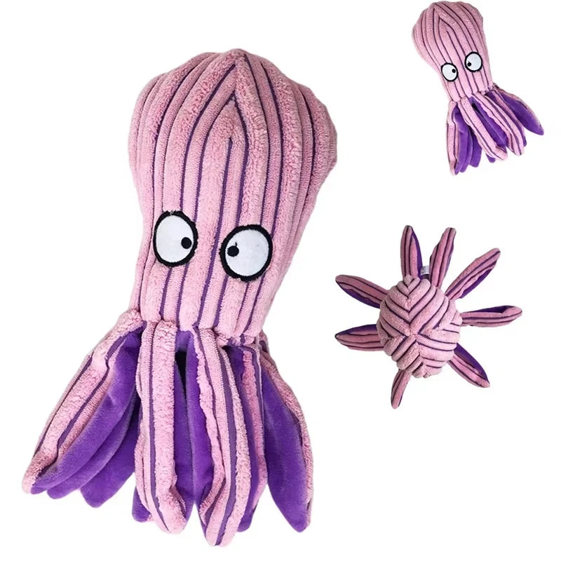 Cute and lifelike pet dog plush toy octopus, lobster and whale to accompany large and small dogs