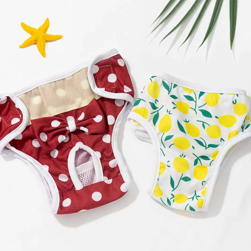 Female Dog Panties Cartoon Print Dog Diaper Physiological Pant Sanitary Puppy Shorts Underwear Small Medium Dog Cat Pants