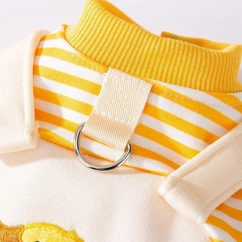 Dog Hoodies Striped Print Puppy Sweatshirt Pet Coat With D-Ring 2-Legged Cat Jacket Puppy Pullover Overalls Dog Clothes Winter