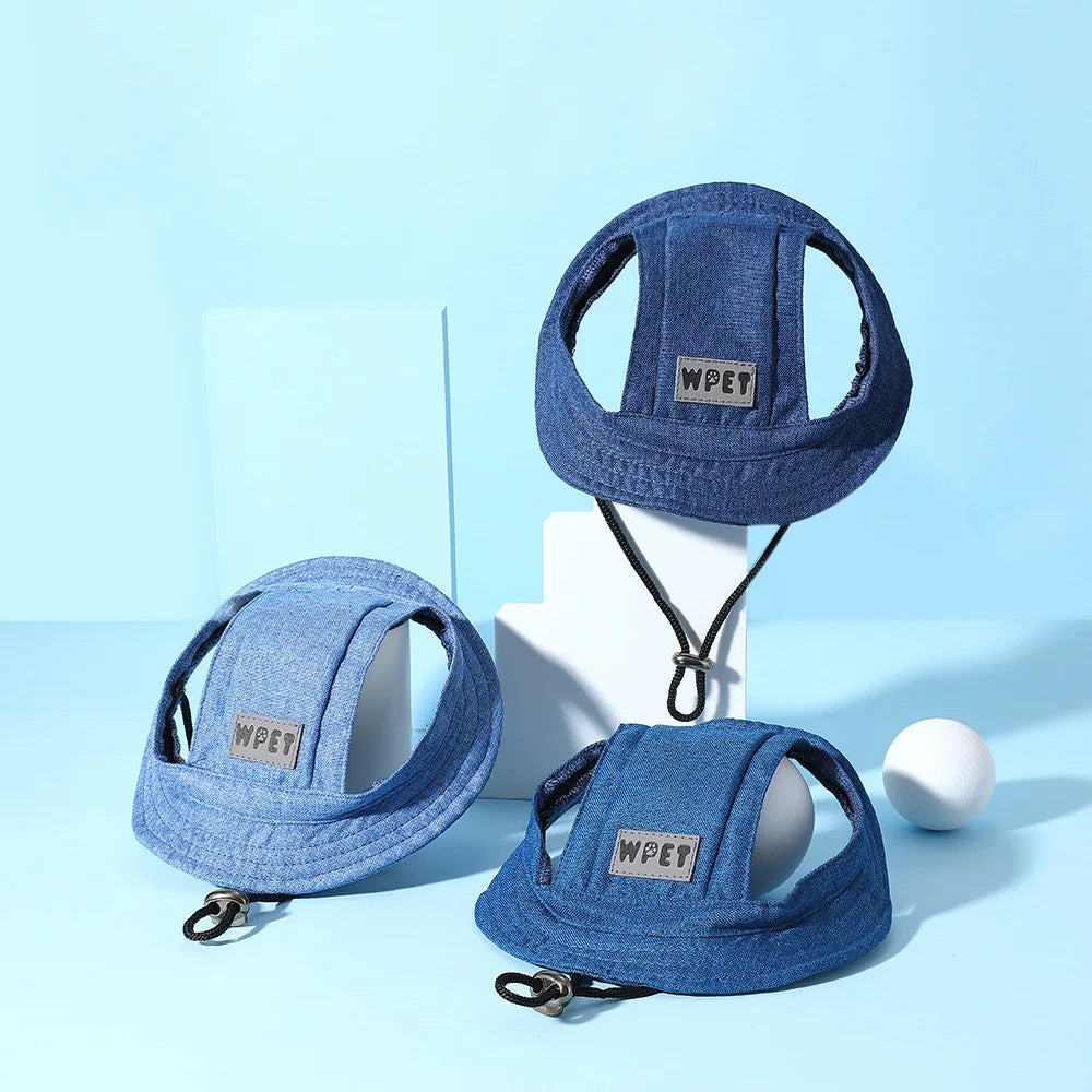 Dog Hat with Ear Holes Summer Outdoor Adjustable Pet Sun Hat for Small and Medium Dogs Puppy Cap Cat Hat Pet Accessories